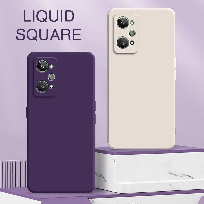 

Квадратные чехлы из жидкого силикона для Realme GT 2 3 Explorer Master Neo Flash GT2 2T 3T Pro 5G 360, защитные противоударные чехлы для телефонов