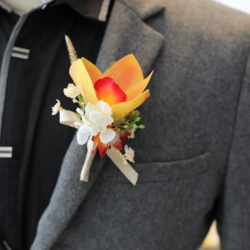 Винтажная бутоньерка с цветами на запястье, Корсажная бутоньерка для шафера, свадебные аксессуары 2023