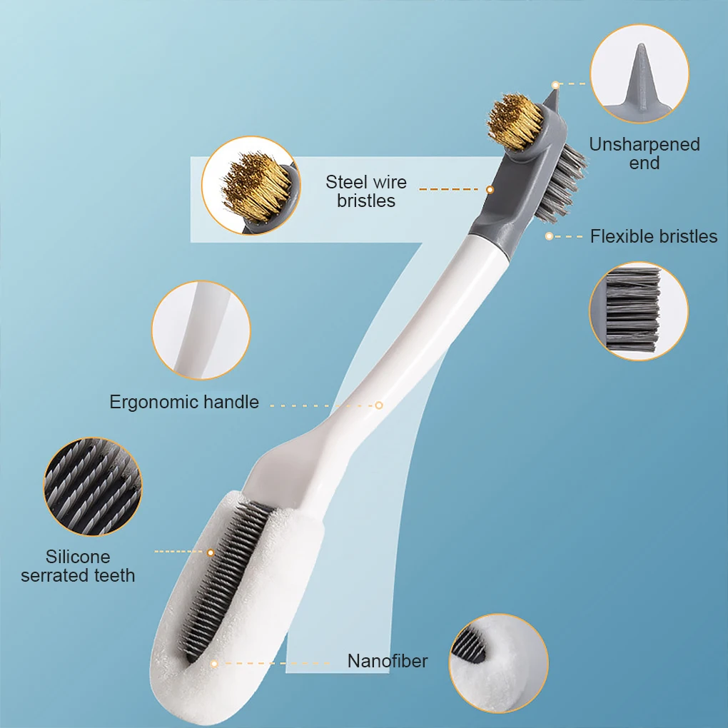 

Shoes Scrubbing Brush Soft Hair Double Sided Sneaker Scrubber Plastic Grip Removal Handled Portable Shoe Laundry Tool