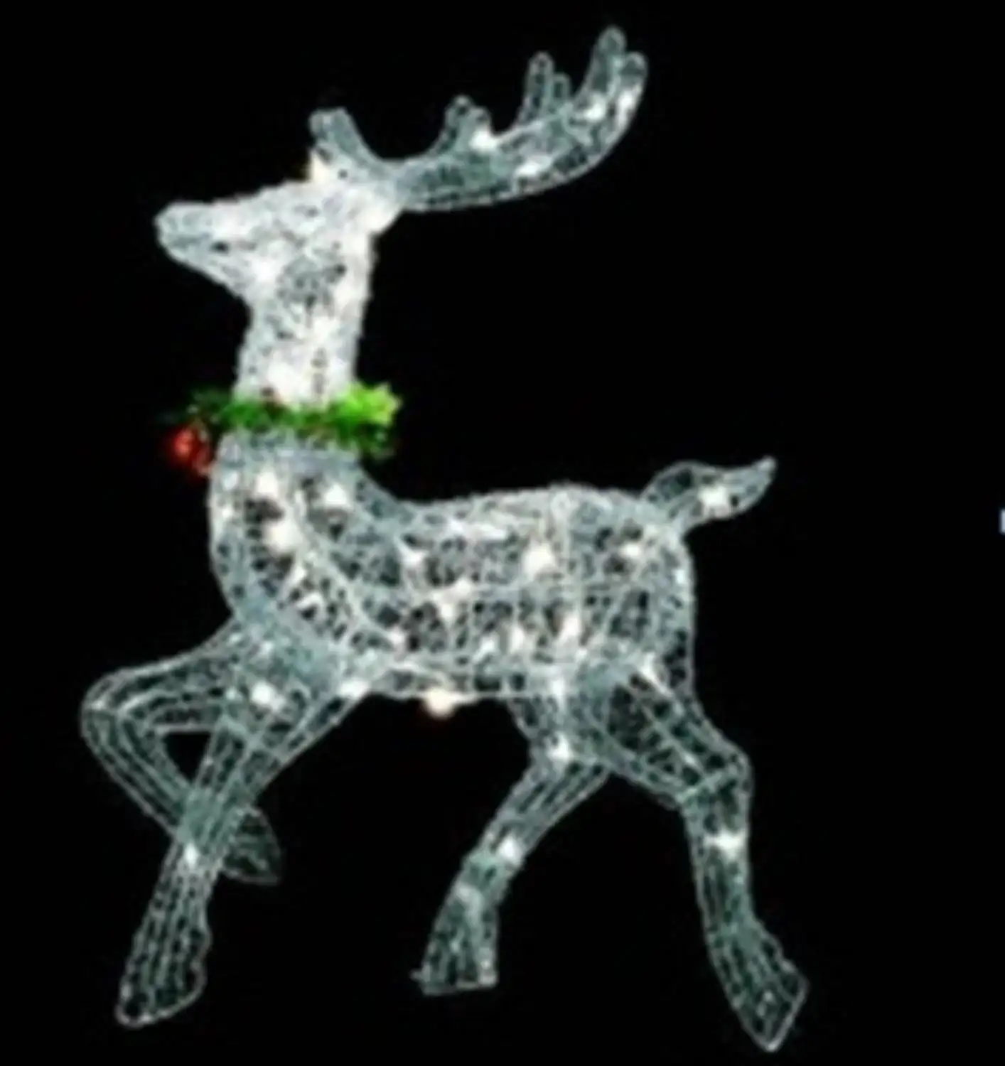

25" Lighted Silver Sisal Prancing Reindeer Christmas Yard Art Decoration