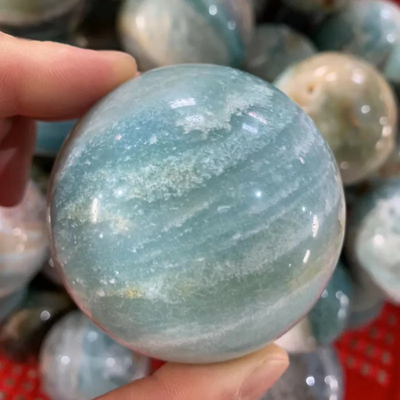 Природный синий кальцит Сфера Небесно-Голубой Карибский хрустальный шар для