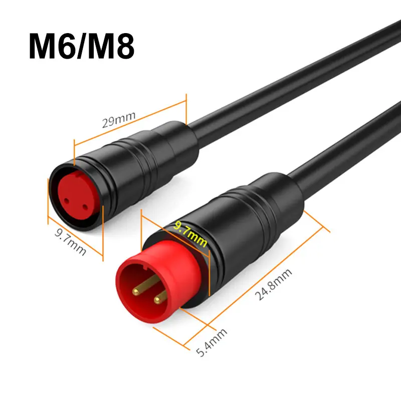 

M8/M6 Waterproof Connector 2pin 3 4 5 6 Pin A Pair Wire Plug Solar Panel Terminal Plug Adapter Cable Smart Home Connecting Line