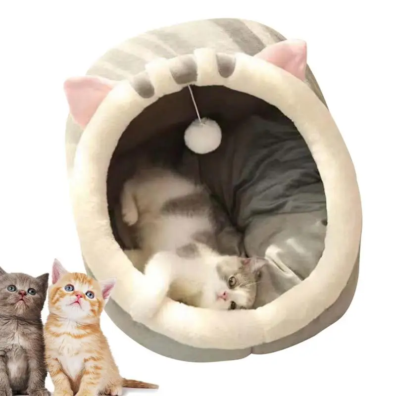 

Cat Bed Winter Warm Cat House Tent Cute Semi-Enclosed Pet Cave Pets Sleeping Cave Kitten Beds Cushion Pet Accessories Cave Bed