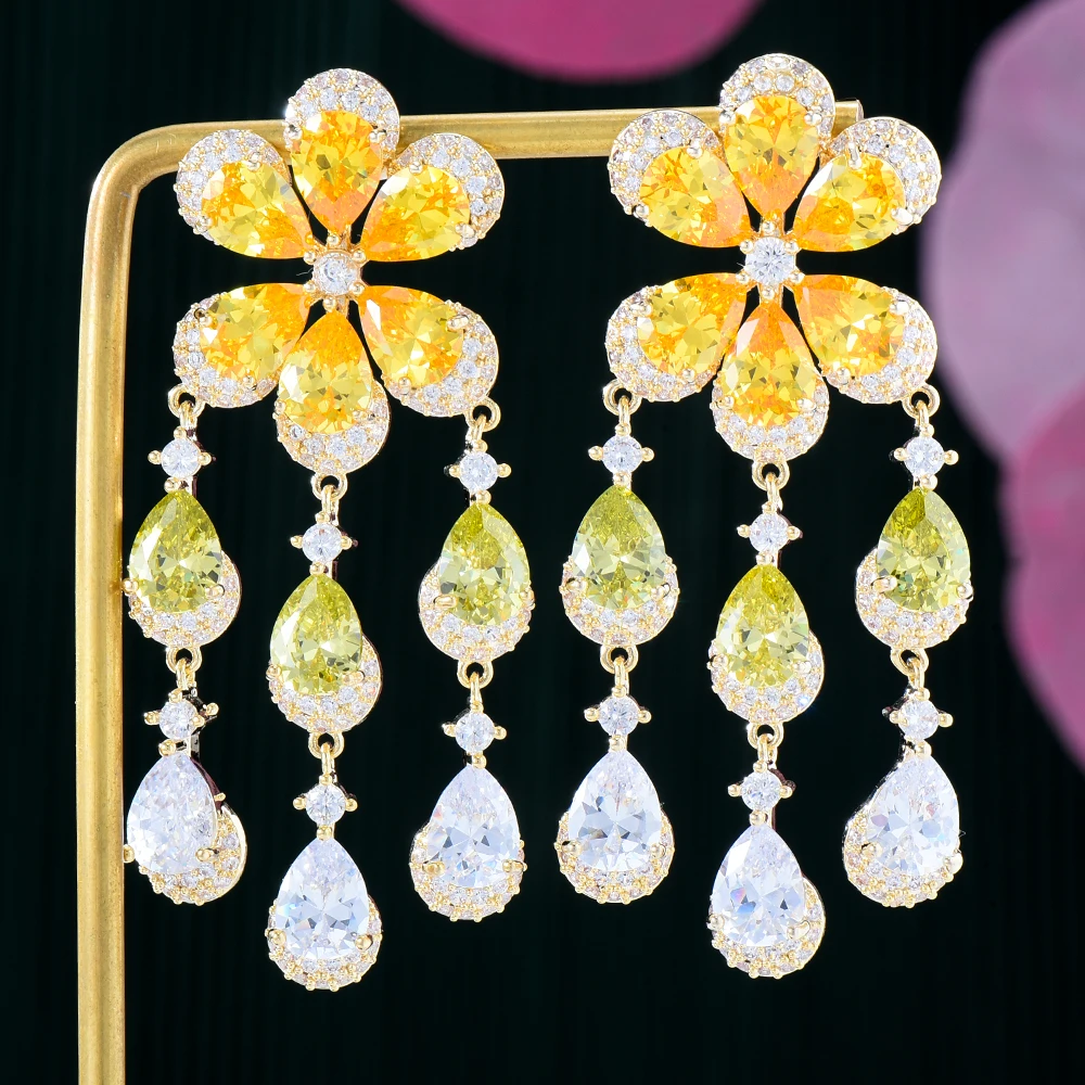 

GODKI Brand Luxury Trendy Clear CZ Pendant Earrings For Women Wedding Cubic Zircon CZ Engagement Party Indian earrings for women