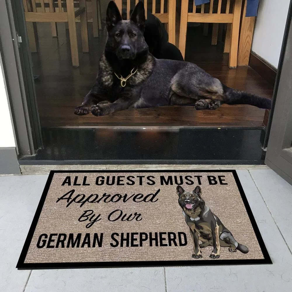 

All Guests Must Be Approved By Our German shepherd Doormat Print Absorbent Nonslip Pet Dog Carpet Door Mat Drop Shipping