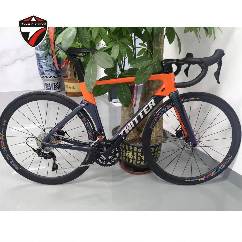 

TWITTER Holographic AURORA RIV-22S T900 Carbon Fiber Road Bike HRD Hydraulic Disc Brake 700C Barrel Pumping 12×142mm bicicletas