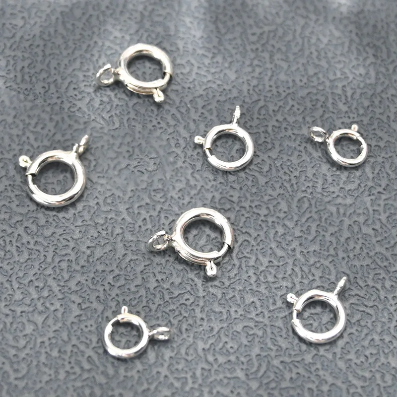 High Quality 925 Sterling Silver Spring Ring Clasps Hooks 925 Silver Connection For Necklace Bracelet DIY Buckle Jewelry Making