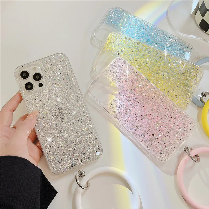 

Fashion Big Bracelet Glitter Bling Phone Cases Back Cover Anti-fall Shell For iPhone 13 12 MiNi 11 Pro Max XSMAX XR X 8 7 6 Plus