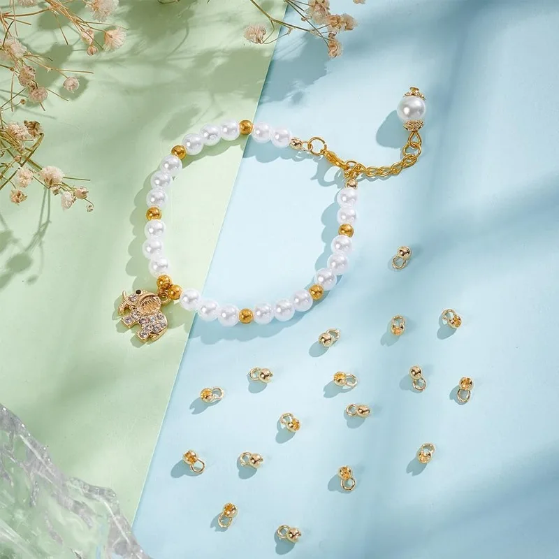 20 Шт. 14 Карат Позолоченные Круглые Латунные Бусины Торцевые Заглушки Фурнитура