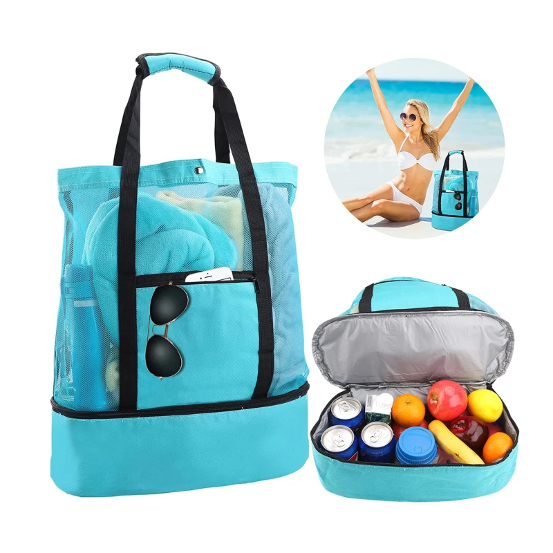 

Outdoor Travel Picnic Bag Beach Insulation And Fresh-Keeping Bag Mesh Beach Bag Creative Multifunctional Ice Pack Meal Bag