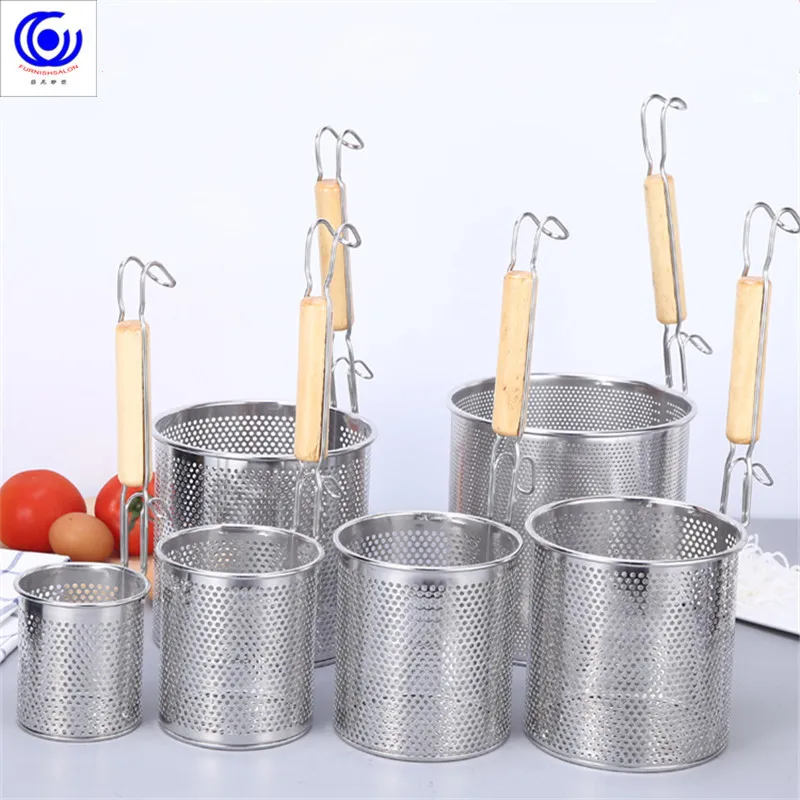 

304 stainless steel colander spicy hot powder fence commercial filter net noodle basket household hot vegetable basket slip net