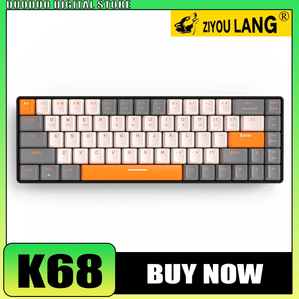 Клавиатура Freewolf K68 Беспроводная Механическая с поддержкой Bluetooth USB Type-C