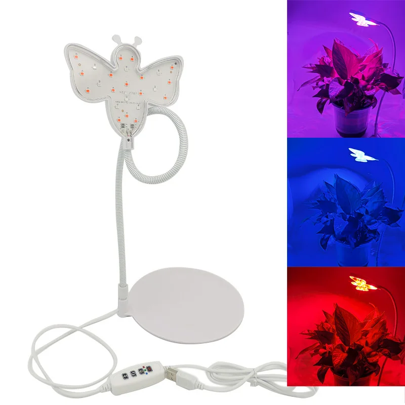 Red Blue Phytolamp For Flower Pot Timer Desk Holder Full Spectrum For Succulents Potted