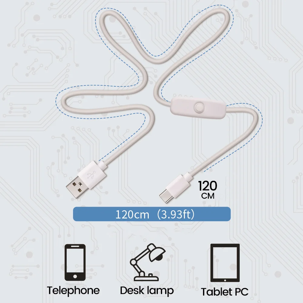 Olaf USB-кабель типа C с переключателем ВКЛ/ВЫКЛ USB-удлинитель для USB-лампы