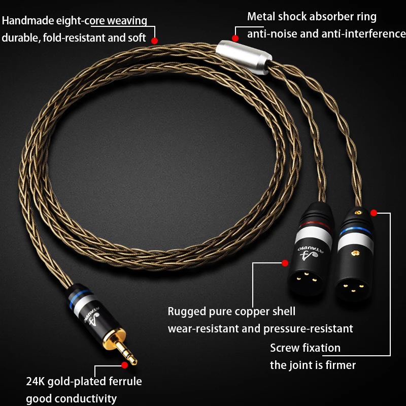 

HiFi 3.5mm to 2XLR Audio Cable High-purity OCC silver-plated 3.5mm Stereo Jack to Dual XLR Male For Speakers Mixer