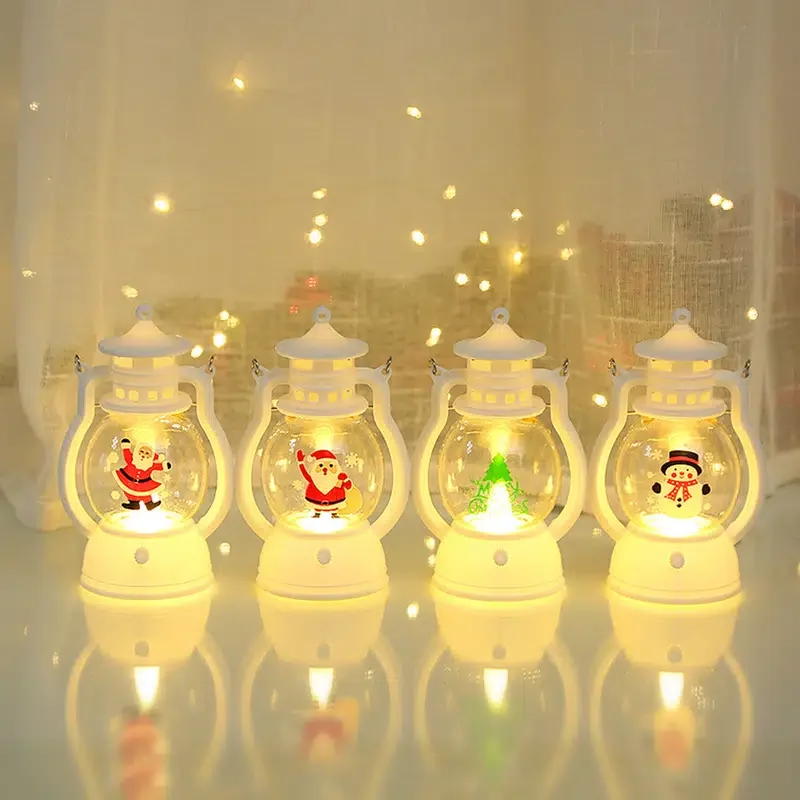 

HMTX 1pc White Christmas Lantern - Santa Claus Snowman Christmas Tree, Hanging Or Standing Candle Lamp For Tables & Desks, Decor