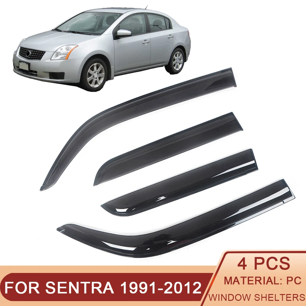 

For Nissan Sentra 1991-2012 Auto Side Window Wind Deflectors Visors Black Rain Guard Door Visor Vent Shades Dark Smoke Ventvisor