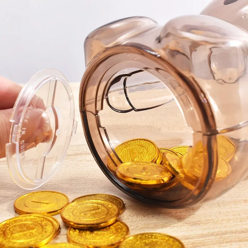 Прозрачная пластиковая копилка для денег