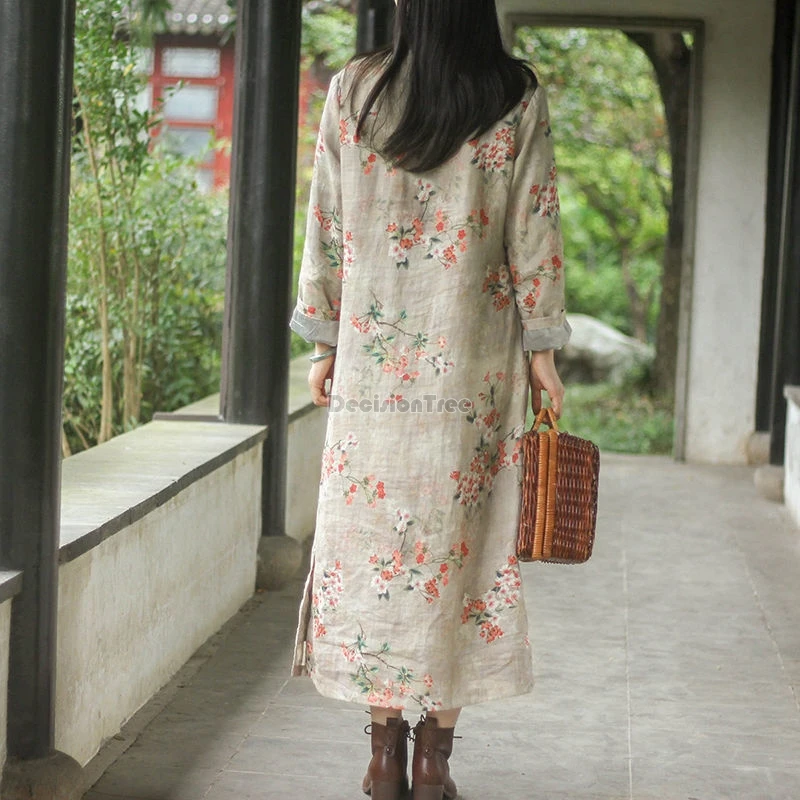 Осень-зима 2023 новый китайский стиль утепленный теплый хлопковый льняной ципао