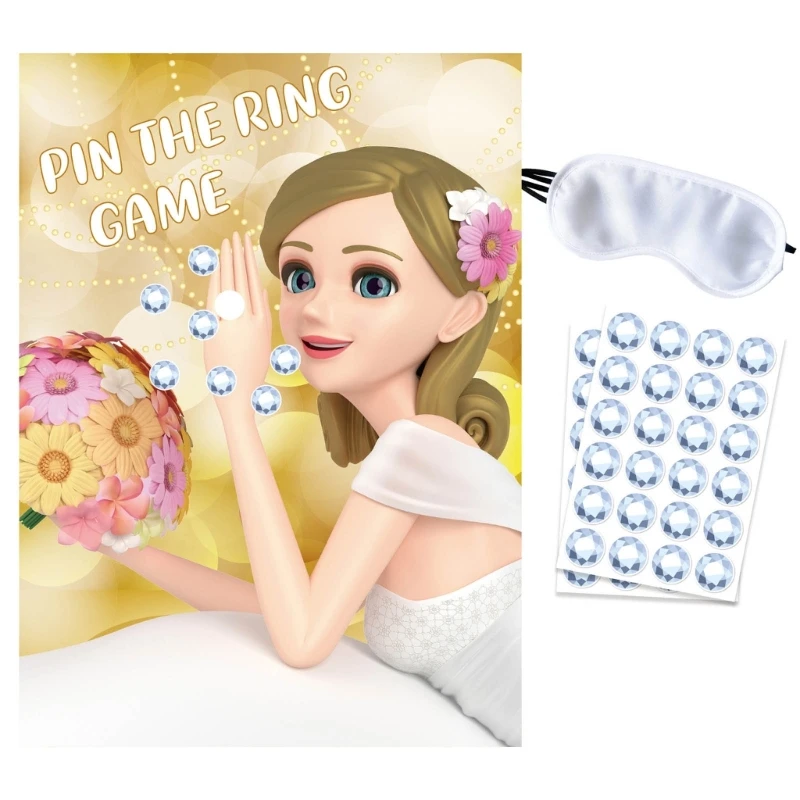

Bridal Shower Games Bachelorette Party Games Pin the Ring Game Poster Stickers
