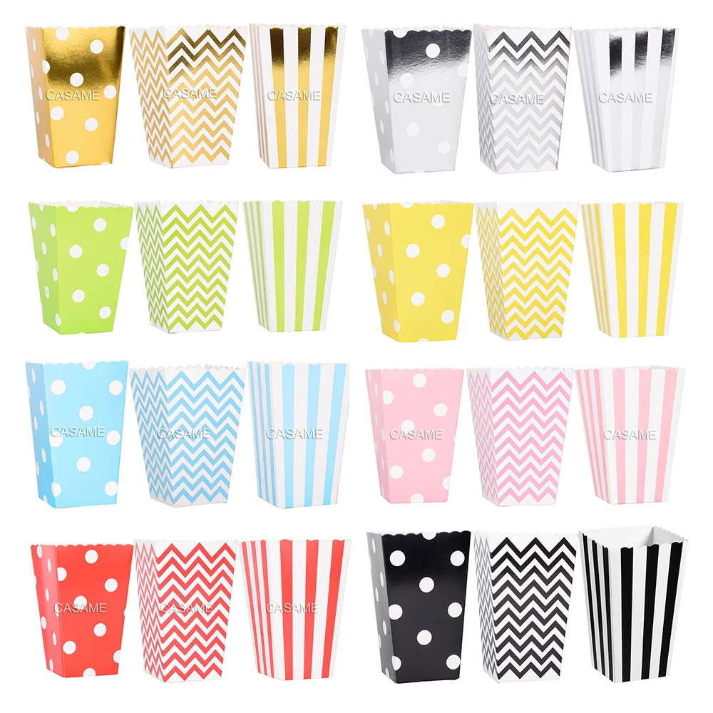 6 шт. розовые золотые Розовые жесткие бумажные Мини-коробки для попкорна