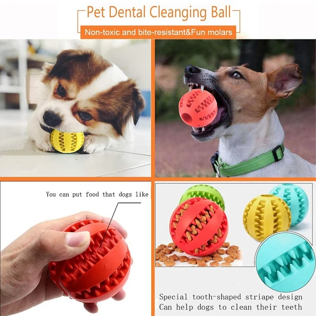 Natural Rubber Pet Dog Toys Dog Chew Toys Tooth Cleaning Treat Ball Extra-tough Interactive Elasticity Ball for Pet Accessories 3