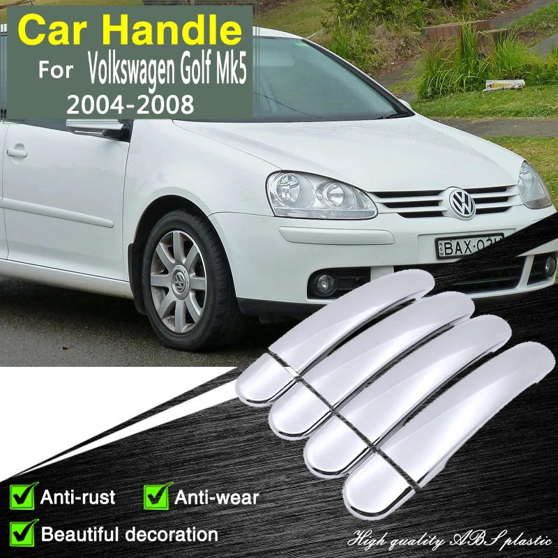 

for VW Golf Mk5 Rabbit GTI R32 Jetta SportWagen Vento Variant 2004~2008 Chrome Door Handle Cover Car Accessories Stickers Trim