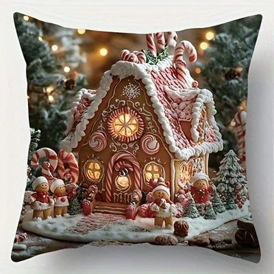 Пряничный наслаждение: праздничные рождественские наволочки для уютных праздничных диванов, наволочки для спальни, праздничные подарки