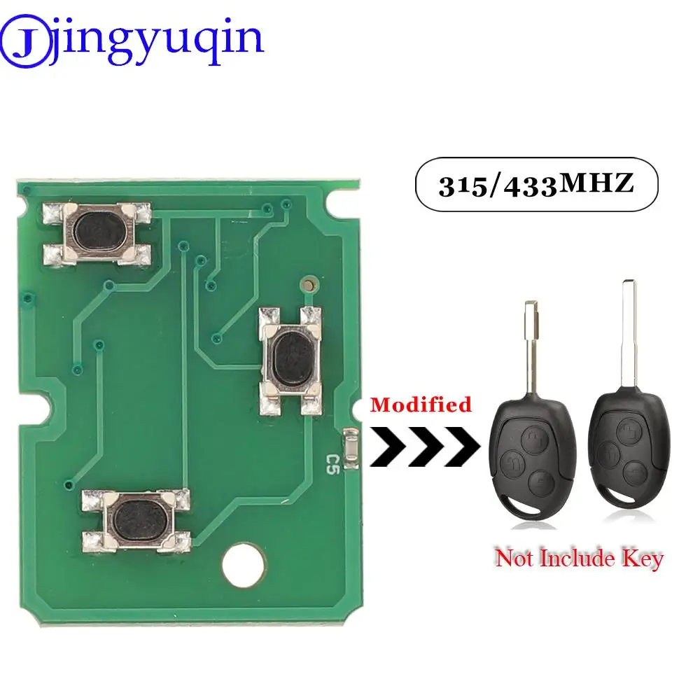 

Jingyuqin 3 кнопки Автомобильный Дистанционный ключ для Ford Focus 2 Fiesta Transit Mondeo 433 МГц клавиша управления полный ключ