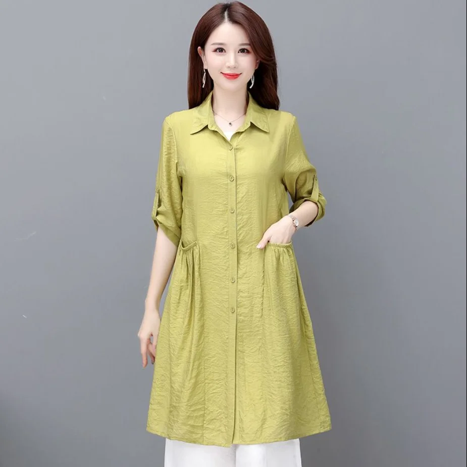 

Beardon Summer Women's Loose Thin Fashion Trench Coat Middle-aged Mom's Medium Length Sunscreen Cardigan Coat