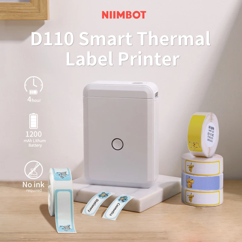 Niimbot D110 Smart Label Maker Mini Pocket Thermal Sticker Marker Wireless Printer Portable Handheld Home Office Storage Printer