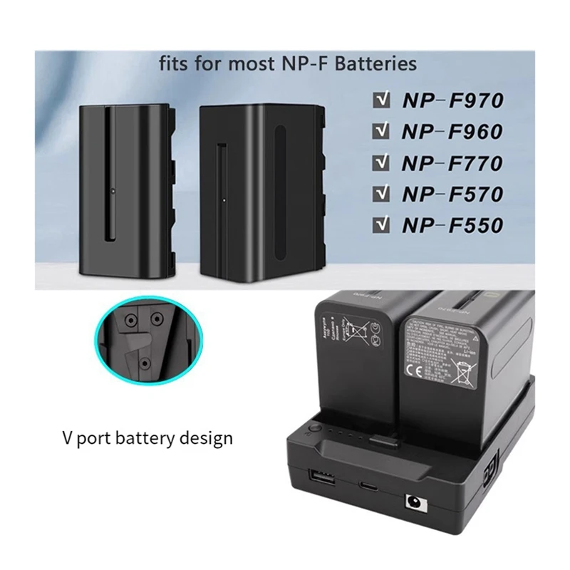 Двойной адаптер-конвертер питания для аккумуляторов серии NP-F550750970 (NP-F) в V-Mount для мониторов и светодиодных осветителей - A22U (art.: 3920d8faafc1a) - 3920d8faafc1a