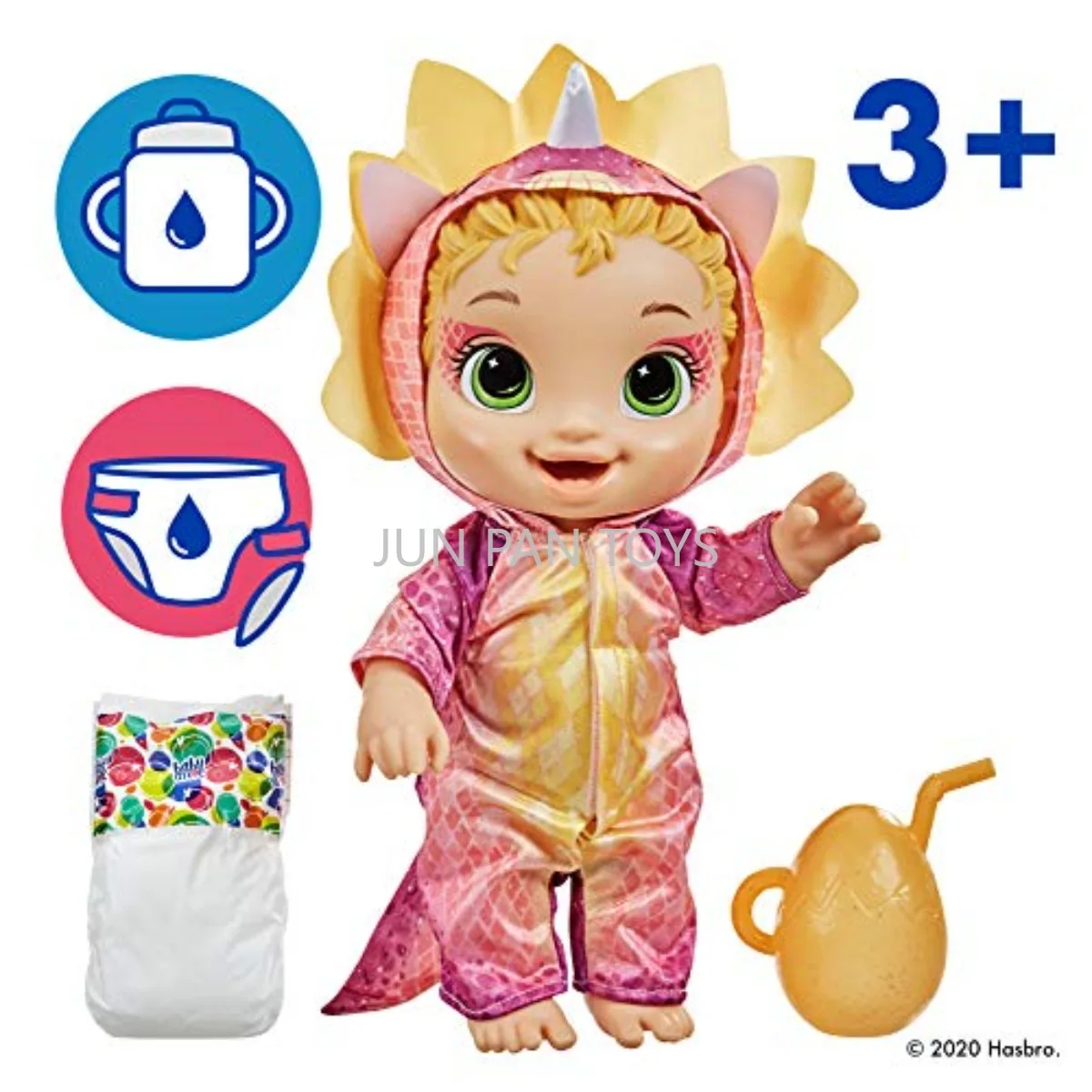 Фото Оригинальная коллекционная кукла Hasbro Baby Alive Glam Spa Baby Good Night Peppa Pig Dino Cuties Unicorn с мягким телом, светлыми волосами, детская игрушка №4