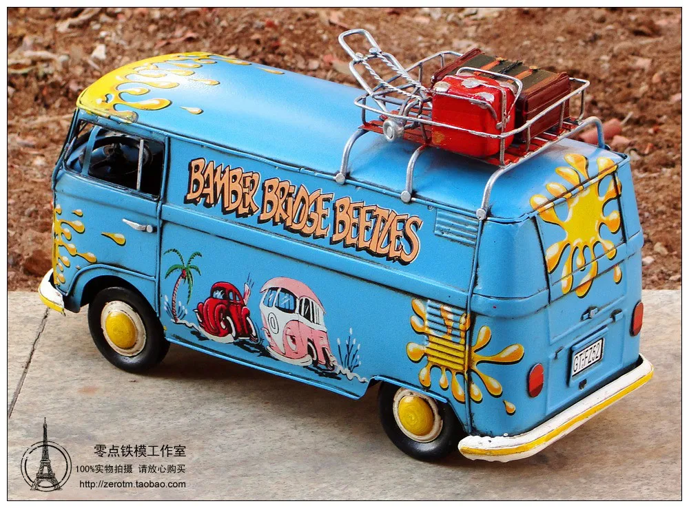 Американский автобус хиппи 1970-х годов антикварные металлические модели