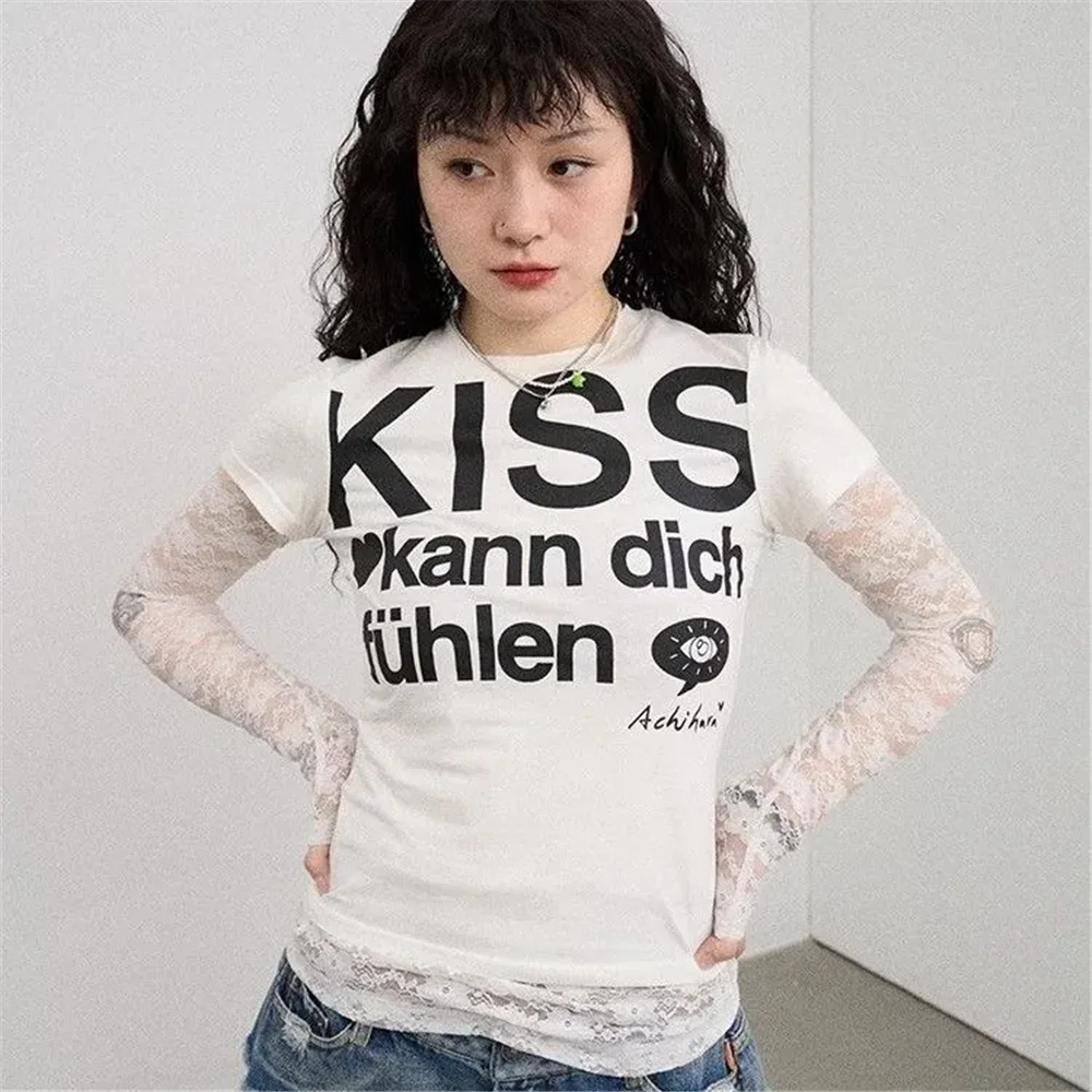 Футболка Y2k в американском и японском стиле 90-х годов с буквенным принтом Модный