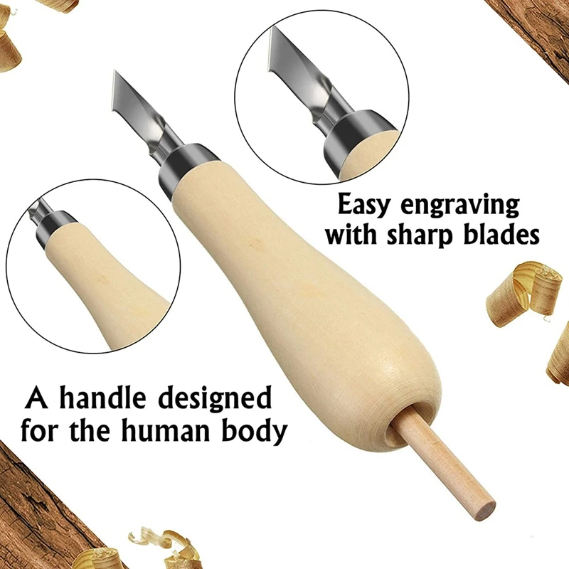 Lino Block Cutting Rubber Stamp Carving Tools With 5 Blade Wood Handle Printmaking Set |