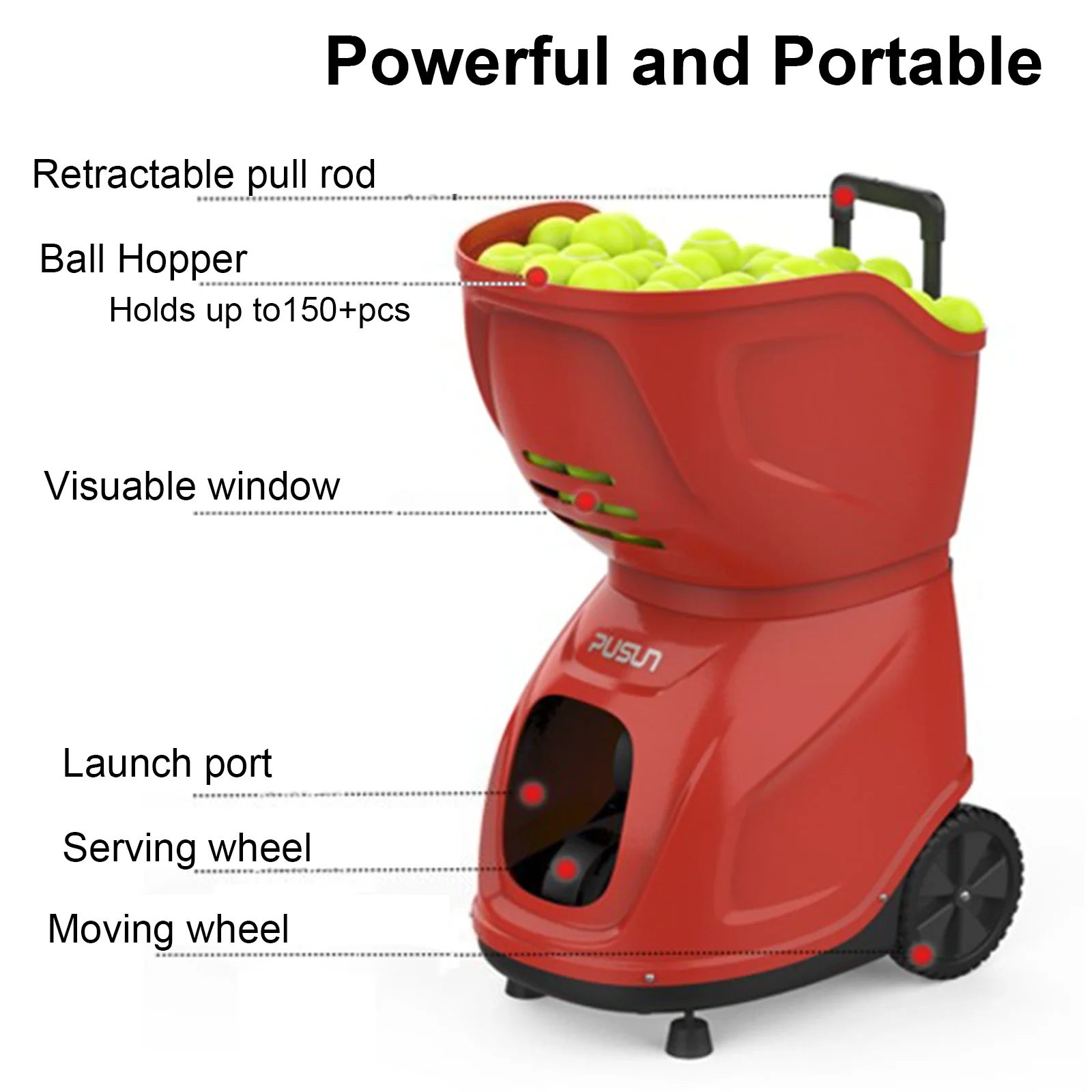 Машина для теннисных мячей Pusun стандартное интеллектуальное оборудование