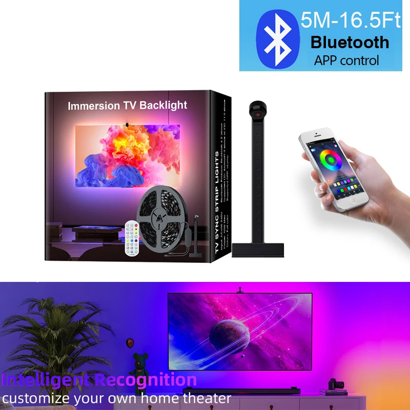 

RGB Светодиодная лента для телевизора 3.8м/5м USB Bluetooth