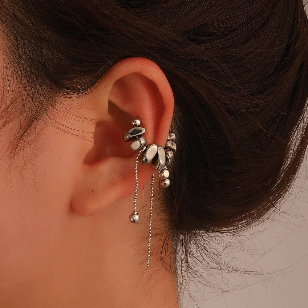 

Tassel Multilayer Stone Personality Creative Ear Clip for Women Korean Sweet Cool Style Metal Irregular Earrings Jewelry