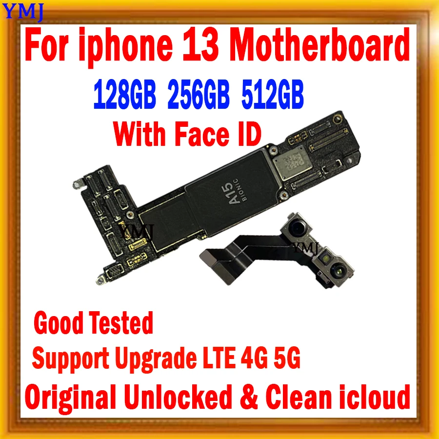 

Original For iPhone 13 Motherboard ICloud Unlock Placa With Full Chips Mainboard Support Update Tested Logic Board With/No Face