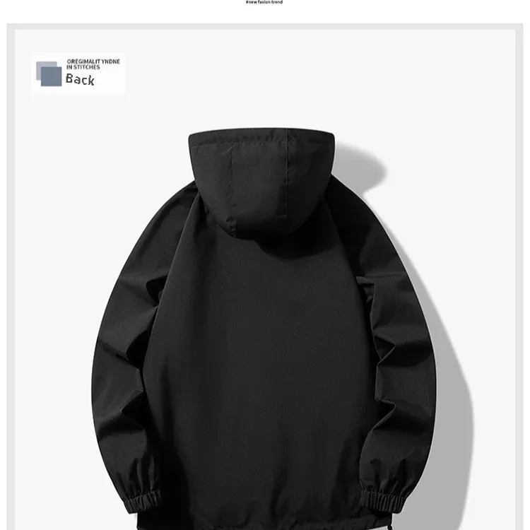 Korean Style Men's Trenchcoat Loose Fit Lapel Zipper Up Outdoor Fashionable Integrated Type Work Wear Trendy Brand Color Block