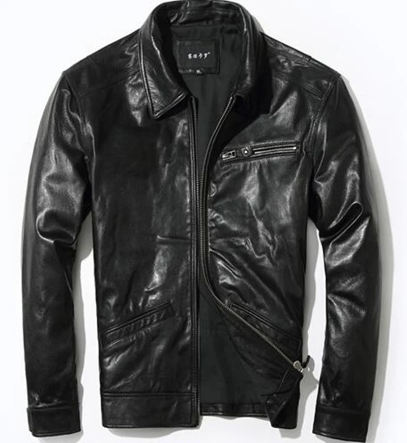 

Мужская винтажная кожаная куртка KJ6648, коричневая мотоциклетная куртка из натуральной воловьей кожи, весна-осень