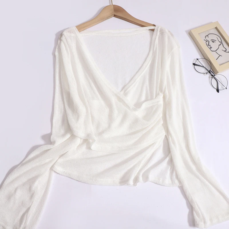 Летняя женская однотонная облегающая универсальная Асимметричная футболка с