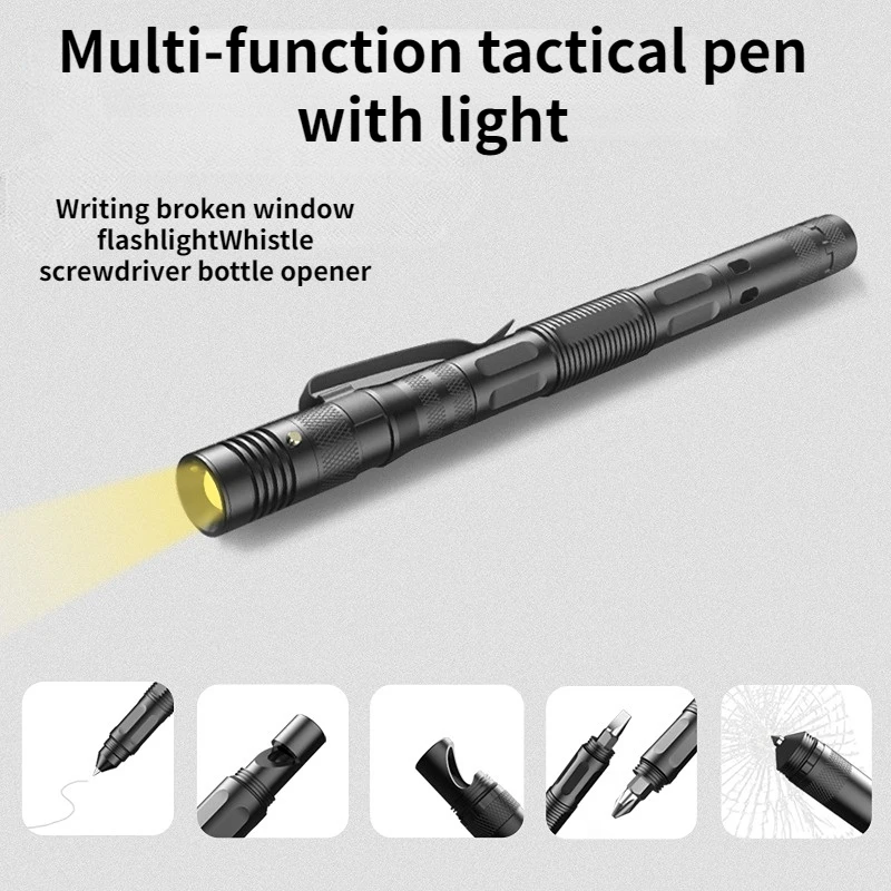 

Multi Functional Tactical Pen High Quality Aluminum Anti-skid Portable Self-defence Pen Steel Glass Breaker Survival Tool