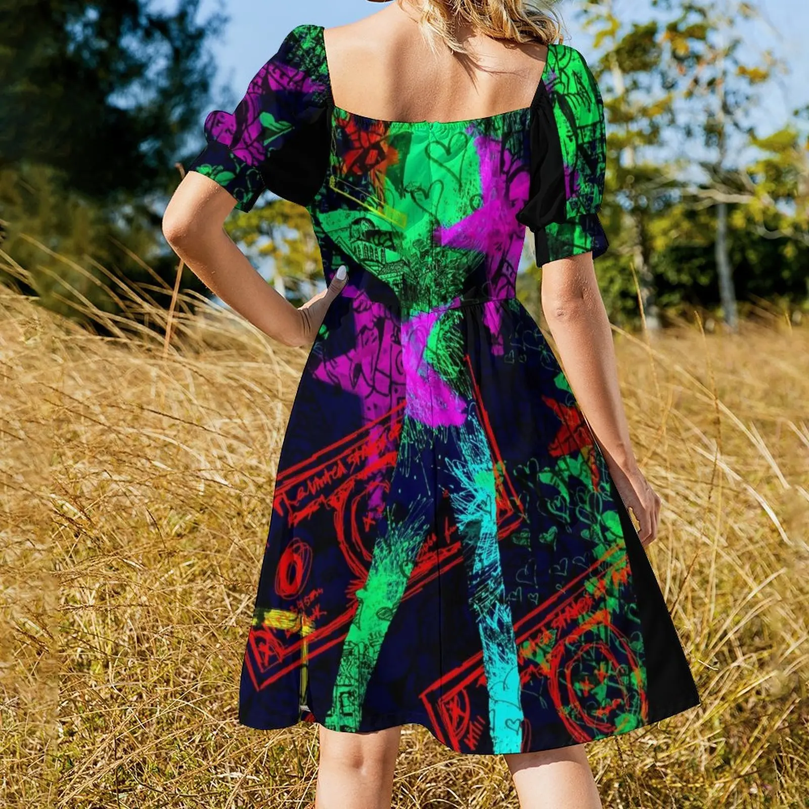 Neo Pop Art Blacklight платье из полиэстера