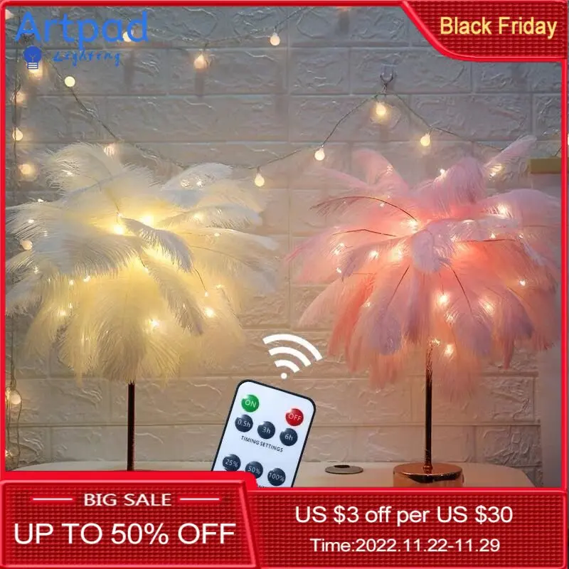 

Artpad Romantic Feature Table Decor Lamp Pink/White Girl Bedside Lamp with Remote Control Flash Light Stand Night Lamp Good Gift