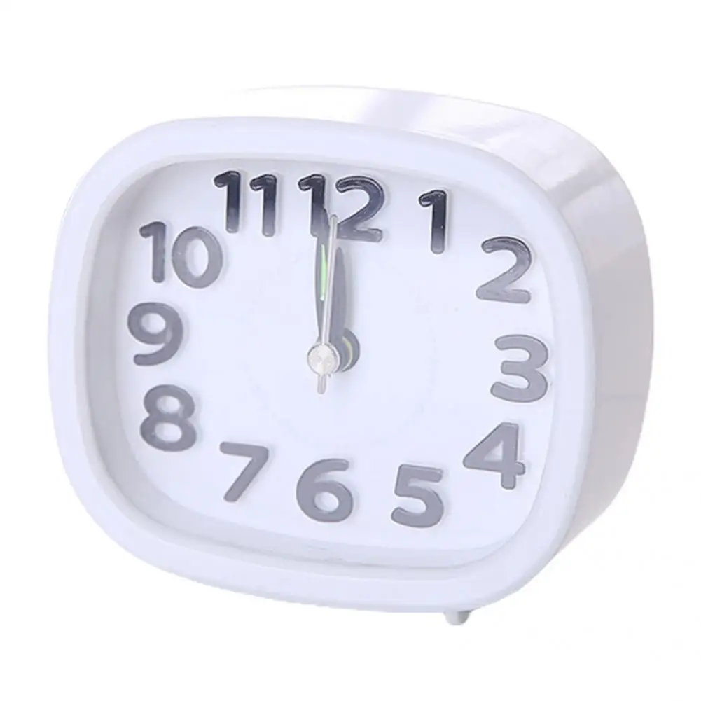 

Alarm Analog Clock Round Edges Plastic Long-lasting Small Bedside Analog Alarm Clock Alarm Clock Household Supplies