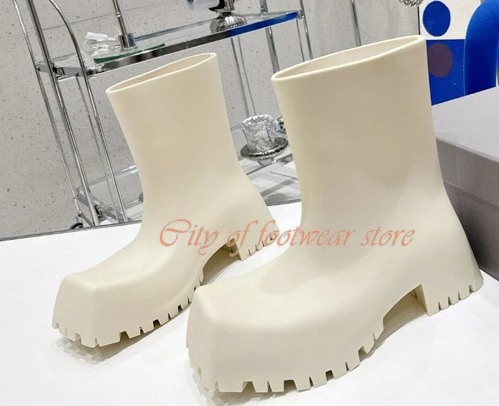 Ботильоны женские и мужские кожаные с квадратным носком на толстой подошве |