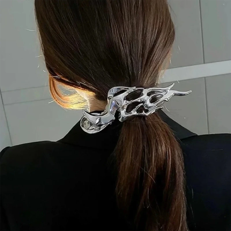 

Французские заколки для волос, женские серебряные заколки для волос, тонкие серебряные зажимы для волос, зажимы для волос с пламенем, больши...