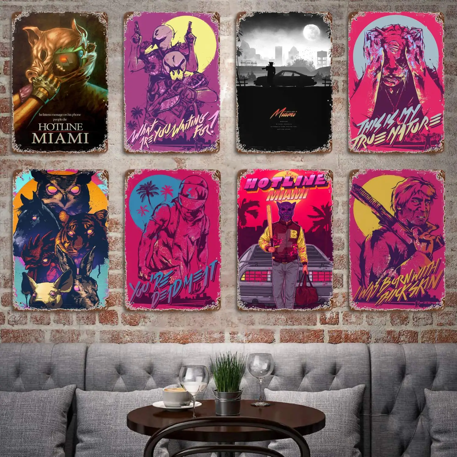 

Hotline Miami Anime Games Decor Poster Vintage Tin Sign Metal Sign Decorative Plaque for Pub Bar Man Cave Club Wall Decoration